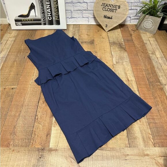 Boutique Moschino blue Ruffled Cotton Sleeveless Peplum Dress 12 - Picture 7 of 14